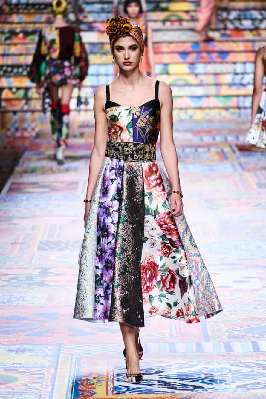 A model walks at the Dolce &amp; Gabbana show