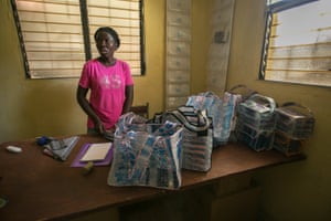 Peace Cycle now has 11 staff members. Rose and her team recycle about 500 used water bags a day. 