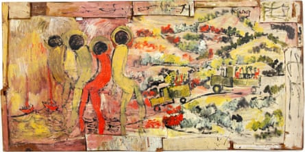 Purvis Young, Untitled (Narrative Scene), 1980s.