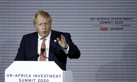Boris Johnson addressing more than two dozen African leaders at UK-Africa investment summit in London