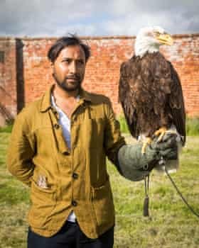 Rhik with Xavier, a bald eagle.