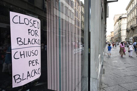 A shop in the centre of Florence is closed due to a sudden blackout because of the heatwave in Florence, Italy.