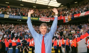 Arsène Wenger celebrates after Arsenal win the Premier League unbeaten in 2004.