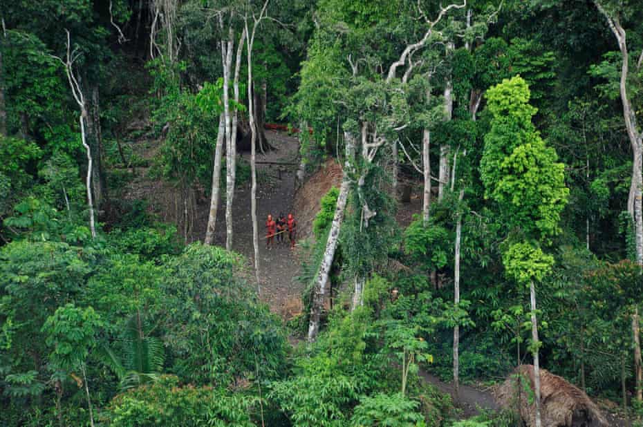 Uncontacted tribespeople in the Javari Valley, pictured in 2011