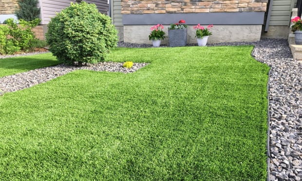 An artificial grass lawn