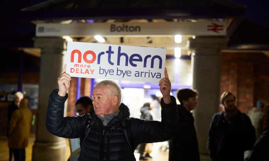 Campaigners outside Bolton train station