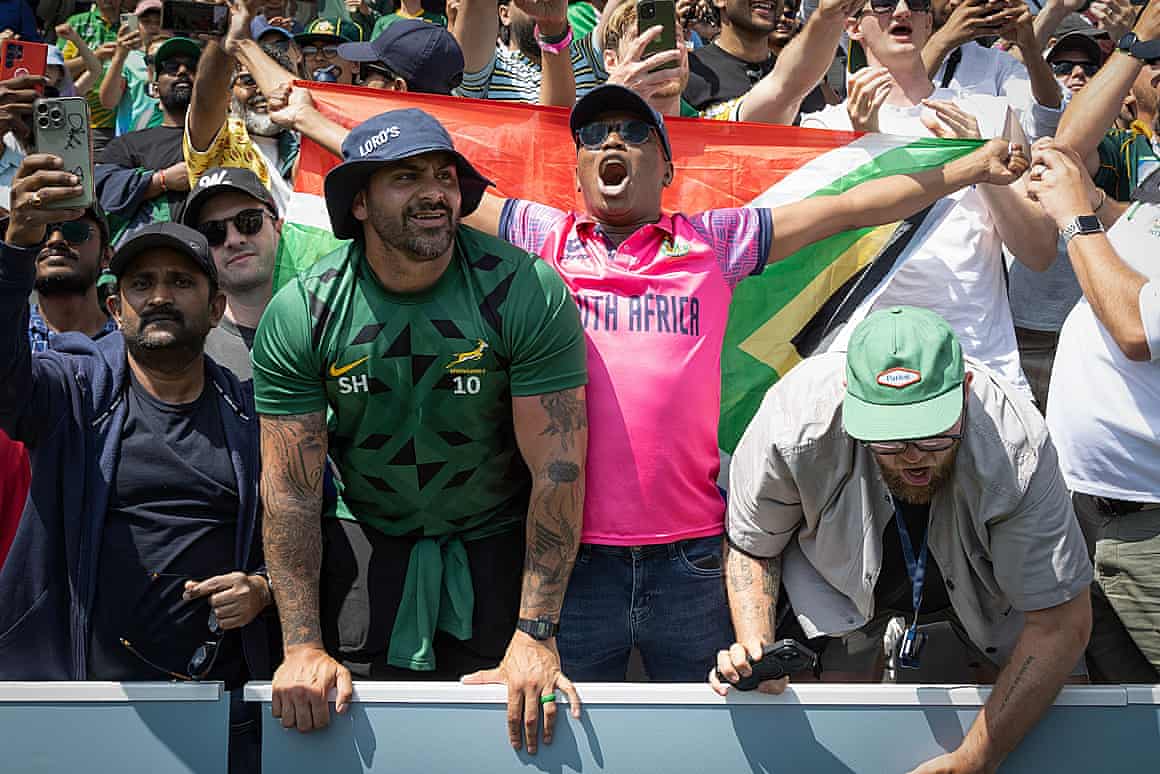South Africa fans celebrate their victory over Australia in the World Test Championship final at Lord’s.