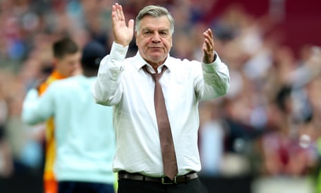 The Leeds manager, Sam Allardyce, looks dejected after a defeat by West Ham