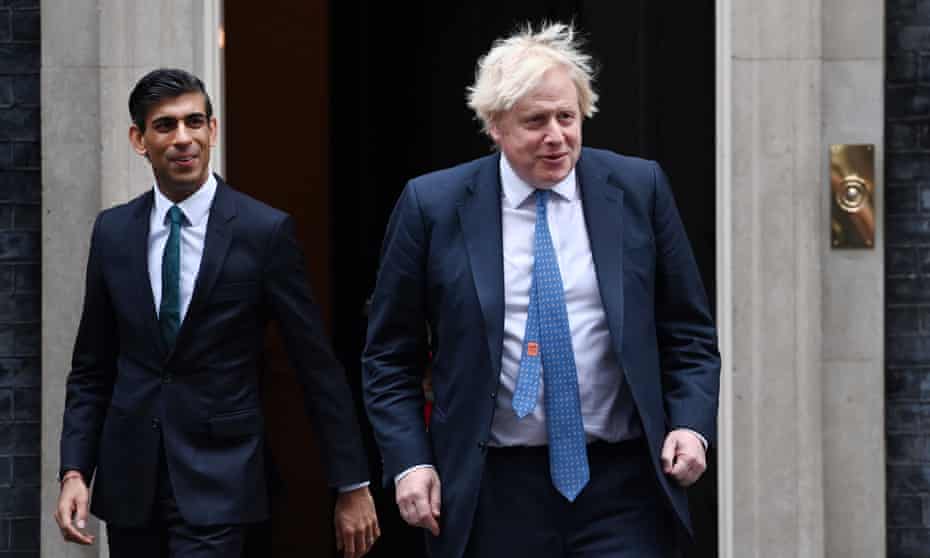 Rishi Sunak and Boris Johnson outside No 10, December 2021.