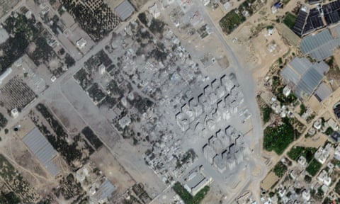 Satellite view shows damaged areas in Gaza after strikes by Israel.
