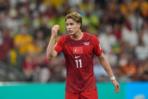 Kenan Yildiz (11) of Turkiye gestures