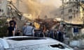 Smoke rises after what Iranian media said was an Israeli strike on a building close to the Iranian embassy in Damascus, Syria, 1 April 2024.