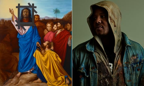 Jesus Noir, a picture by Ingres modified by Titus Kaphar, right.
