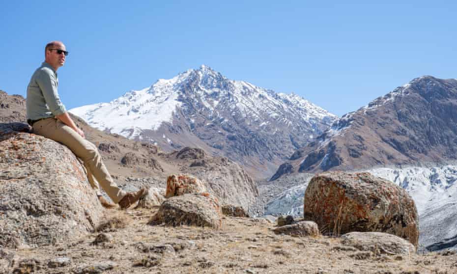 Prince William at the Chiatibo glacier in the Hindu Kush mountain range in Pakistan