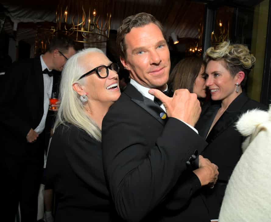 Jane Campion and Benedict Cumberbatch at the Netflix afterparty.