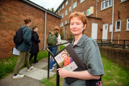 Green Party campaign supporter Rebecca Bentley-Price helping to canvass the Hotwells area.