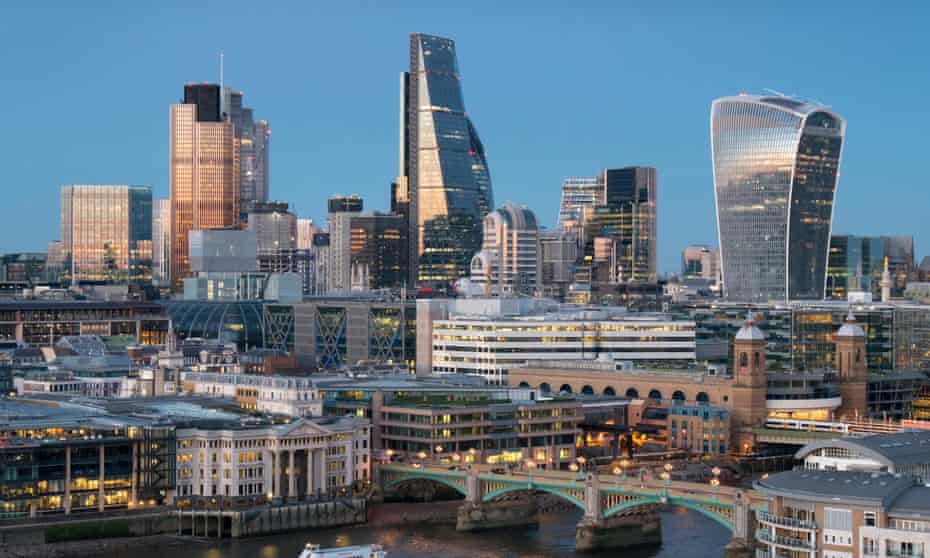 The skyline of the City of London.