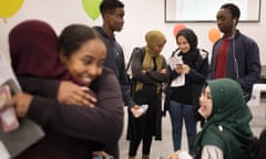 Students receive their results at Ark Academy in Wembley, London