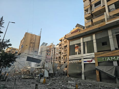 The site of an overnight Israeli airstrike on Haret Hreik, an area in Beirut’s southern suburbs, on 24 March, 2026.