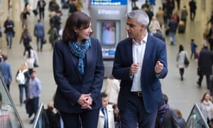 Anne Hidalgo and Sadiq Khan at St Pancras station in London.
