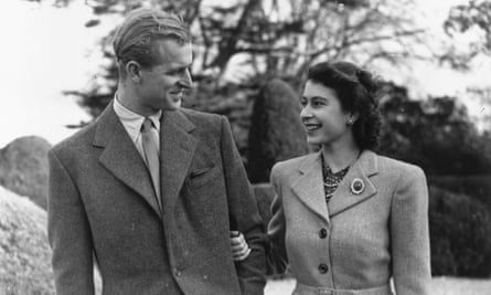 The Duke of Edinburgh and Princess Elizabeth at Broadlands, Hampshire, during their honeymoon, November 1947.