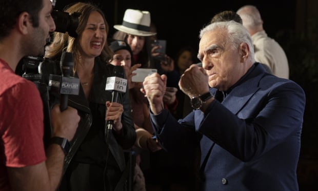 Martin Scorsese jokes with journalists at the premiere of “The Irishman” in San Francisco.