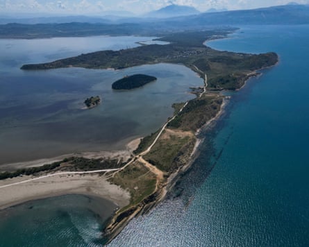 A bay at the Vjosa-Narta protected area, where a luxury resort is planned by a company linked to Donald Trump’s son-in-law, Jared Kushner, in Zvërnec.