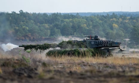 A Leopard 2 tank on exercise in Germany.
