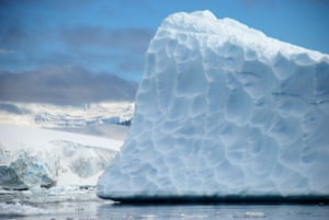 An iceberg with golfball-style dimples in the Southern Ocean