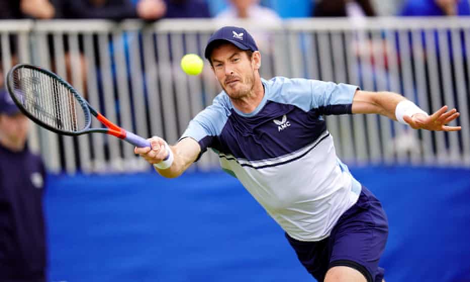 Andy Murray in action against Jurij Rodionov at the Surbiton Racket and Fitness Club.