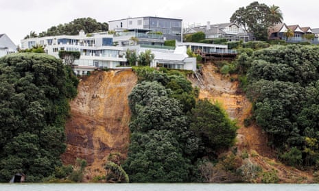 A slip near a house on a clifftop.