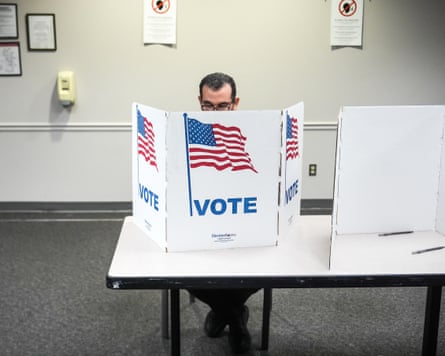 A voting station in Fairfax, Virginia, on 21 April.