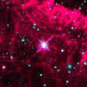 The Pistol star, in an infrared image taken by the Hubble space telescope, is located near the centre of the Milky Way.