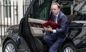 Matt Hancock, the health secretary, arrives for a meeting at Downing Street.