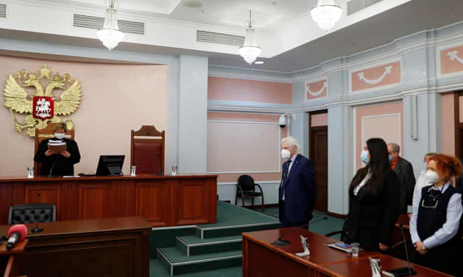 A Russian supreme court judge delivers the verdict.