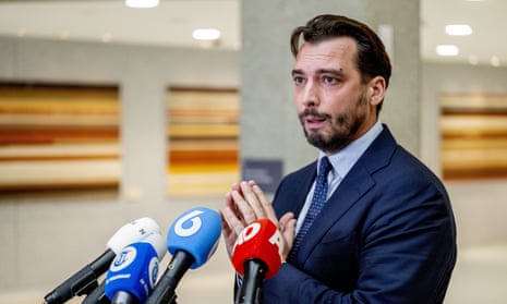 FVD leader Thierry Baudet talking to the media in the House of Representatives, a day after the party leader was assaulted during an election meeting at cafe The Cabin in Groningen.