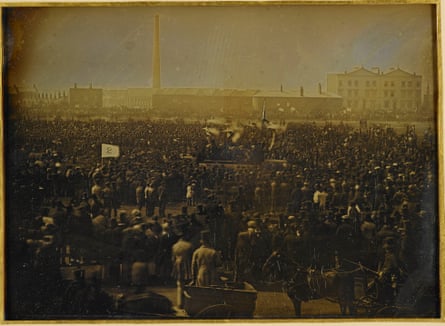 A daguerreotype of the Chartist meeting at Kennington Common.