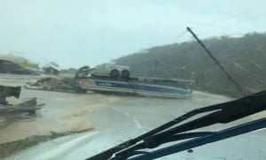 Hurricane Irma damage to a main road in Anguilla