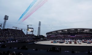 The Red Arrows perform a fly over Alexander Stadium during the Opening Ceremony of the Commonwealth Games 2022