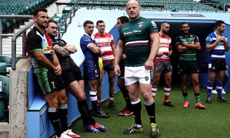 Players at Twickenham for the launch of the new Premiership season