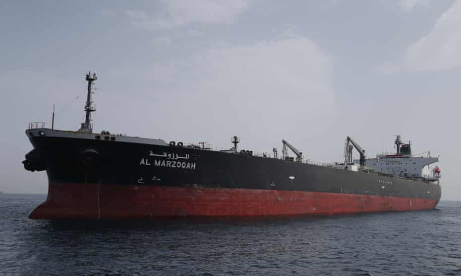 The Saudi Arabian MV Al Marzoqah oil tanker outside Fujairah port, United Arab Emirates
