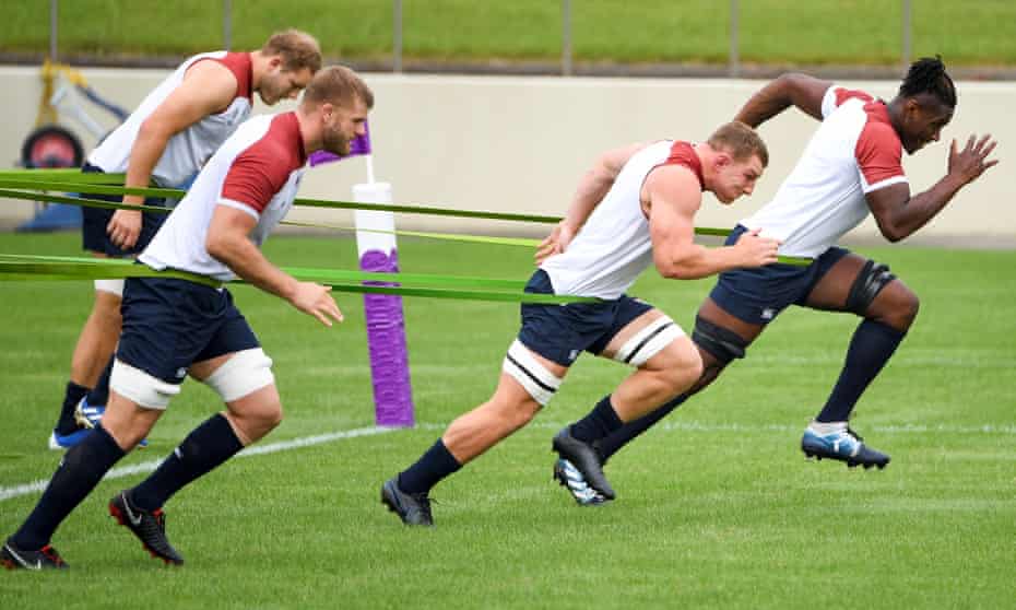 England players take part in a training session in Tokyo on Tuesday