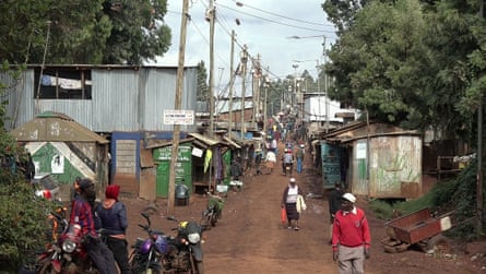 People on the street of a Nairobi slum