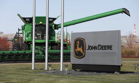 John Deere’s Harvester Works facility in East Moline, Illinois. Workers protested against the company’s first contract offer.
