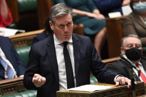 Opposition leader Keir Starmer speaking during Prime Minister’s Questions (PMQs) in the House of Commons, October 20, 2021.