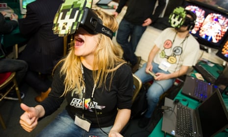 A woman playing VR at the GameCity festival