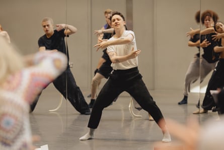 Drew McOnie and cast in rehearsals.