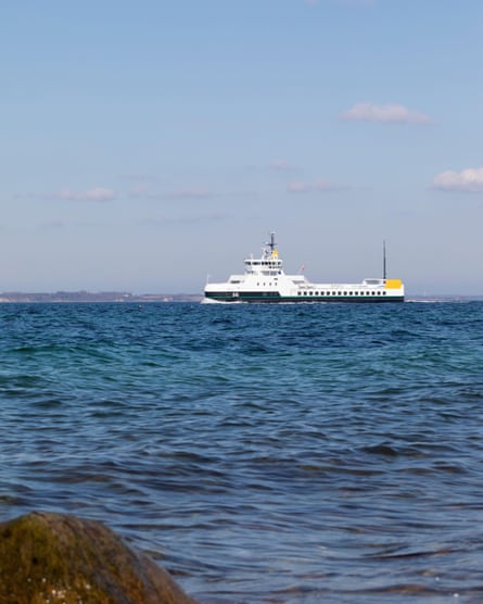 The 100 percent electric propelled domestic car and passenger ferry ELLEN passes Skjoldnaes on the northernmost tip of the Danish island AEro.2BE4KKN The 100 percent electric propelled domestic car and passenger ferry ELLEN passes Skjoldnaes on the northernmost tip of the Danish island AEro.