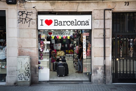 'I love Barcelona' sign above a shop in Barcelona.