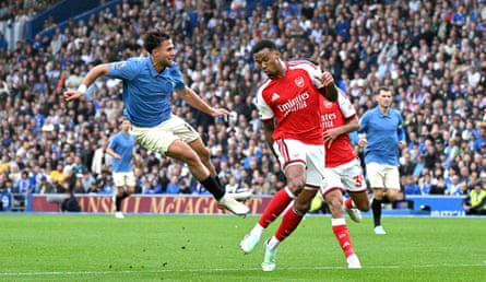 Charalampos Kostoulas of Brighton fires in a shot during the win against Arsenal